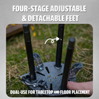 Camping gas stove with four-stage adjustable detachable legs for tabletop and ground use