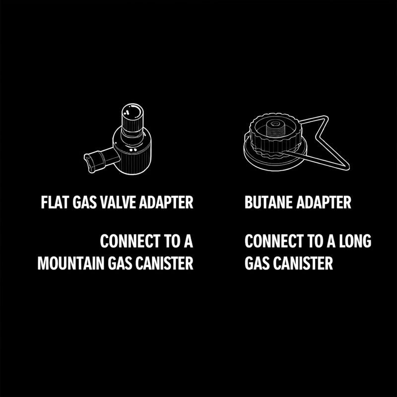 Camping gas stove adapters compatible with mountain gas and long gas canisters