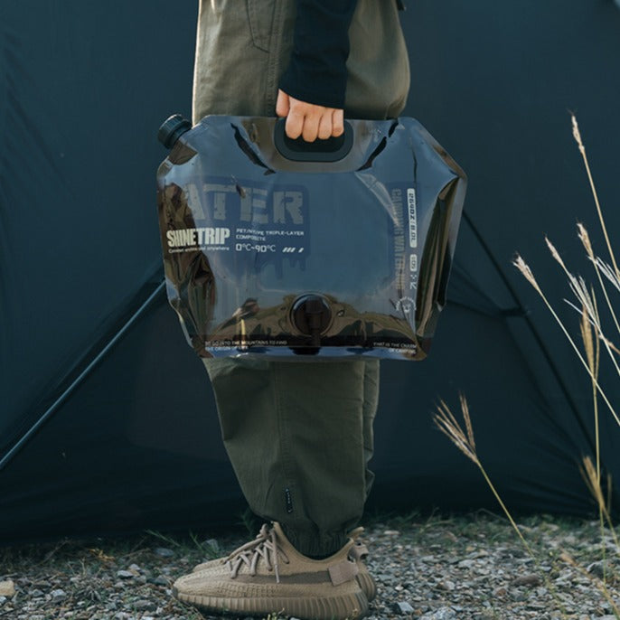 8L foldable water container with reinforced carry handle portable camping water bag outdoor use