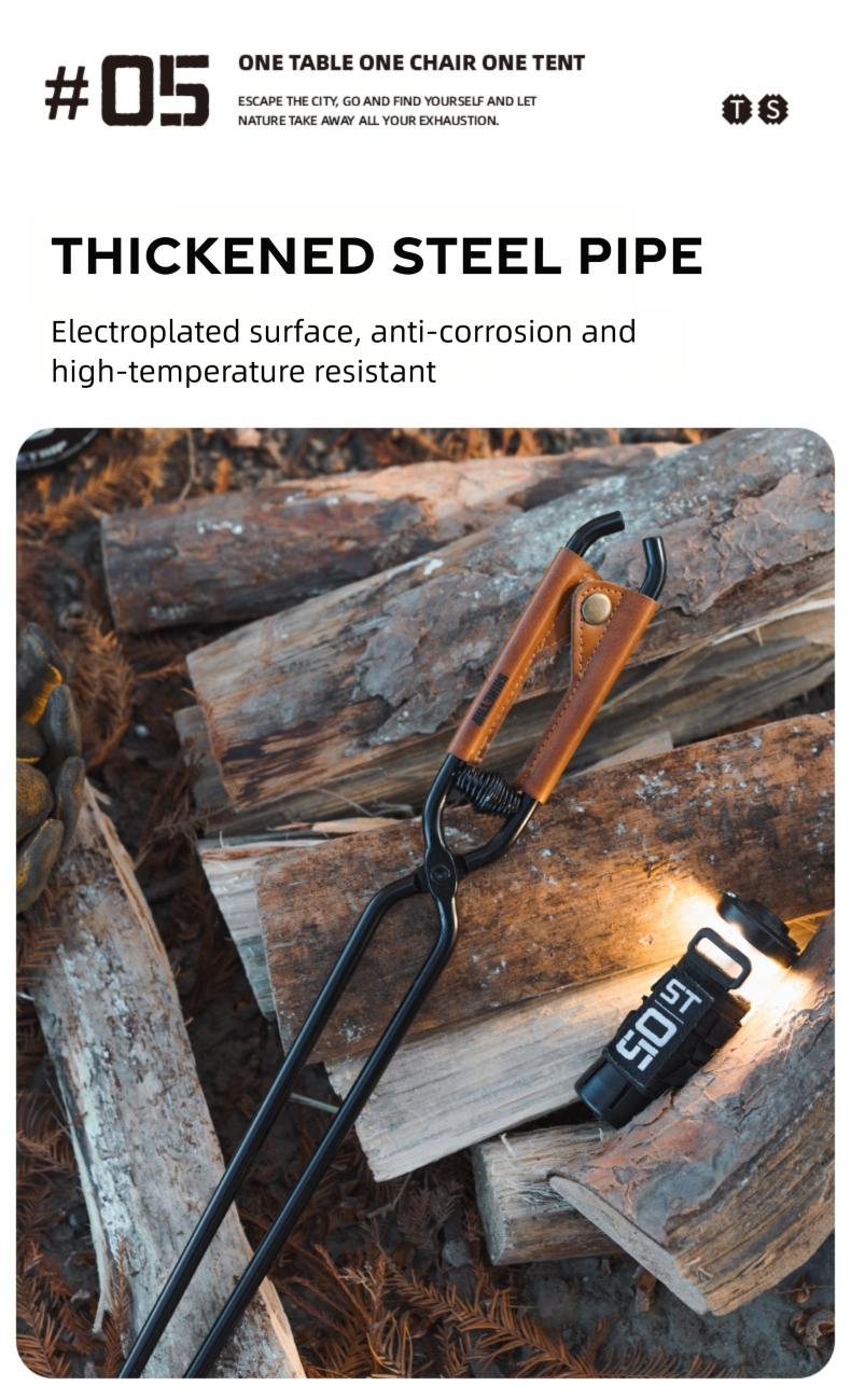 Camping Fire Tongs with Leather Case detail image