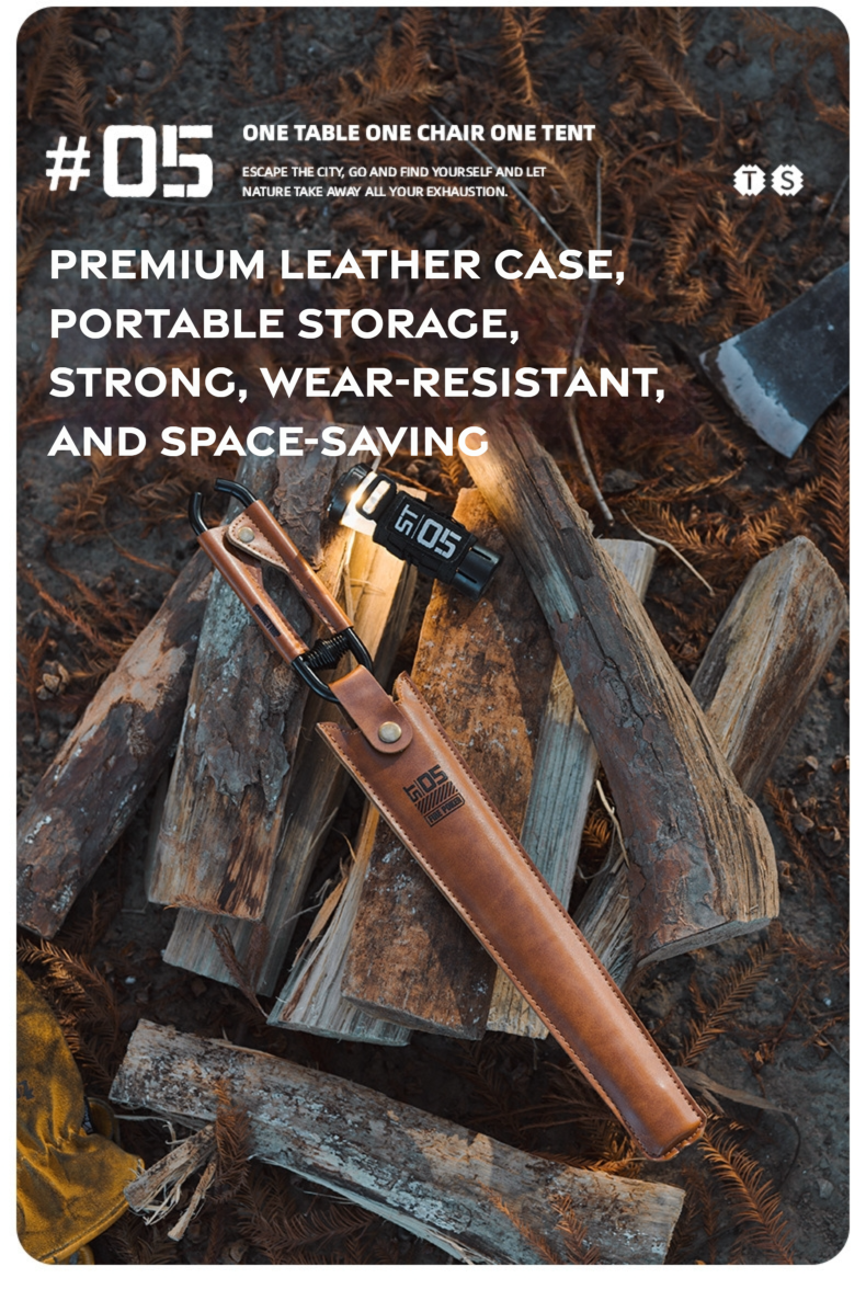 Camping Fire Tongs with Leather Case detail image