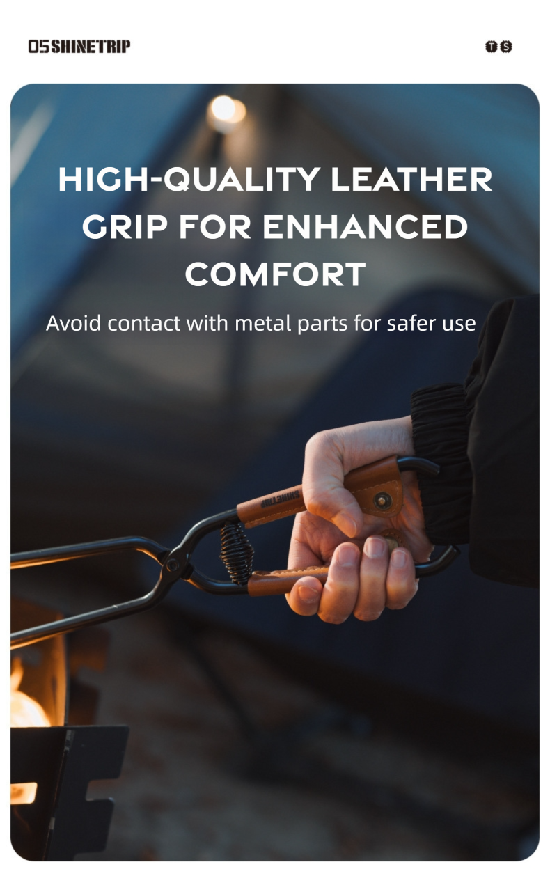 Camping Fire Tongs with Leather Case detail image