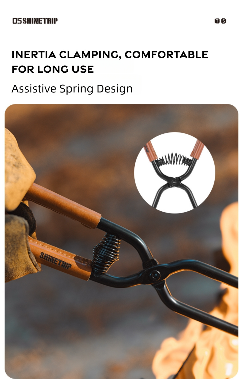 Camping Fire Tongs with Leather Case detail image