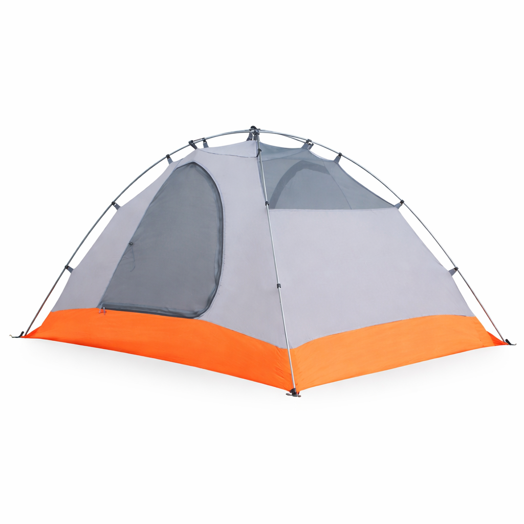 Breathable interior of a 2-person 4-season camping tent featuring mesh panels for airflow and condensation control.