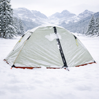 4-season lightweight camping tent set up in snowy conditions, designed for winter camping and snow mountain trips.
