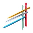 Campstone aluminum tent stakes in multiple colors, triangular wind-resistant camping pegs set
