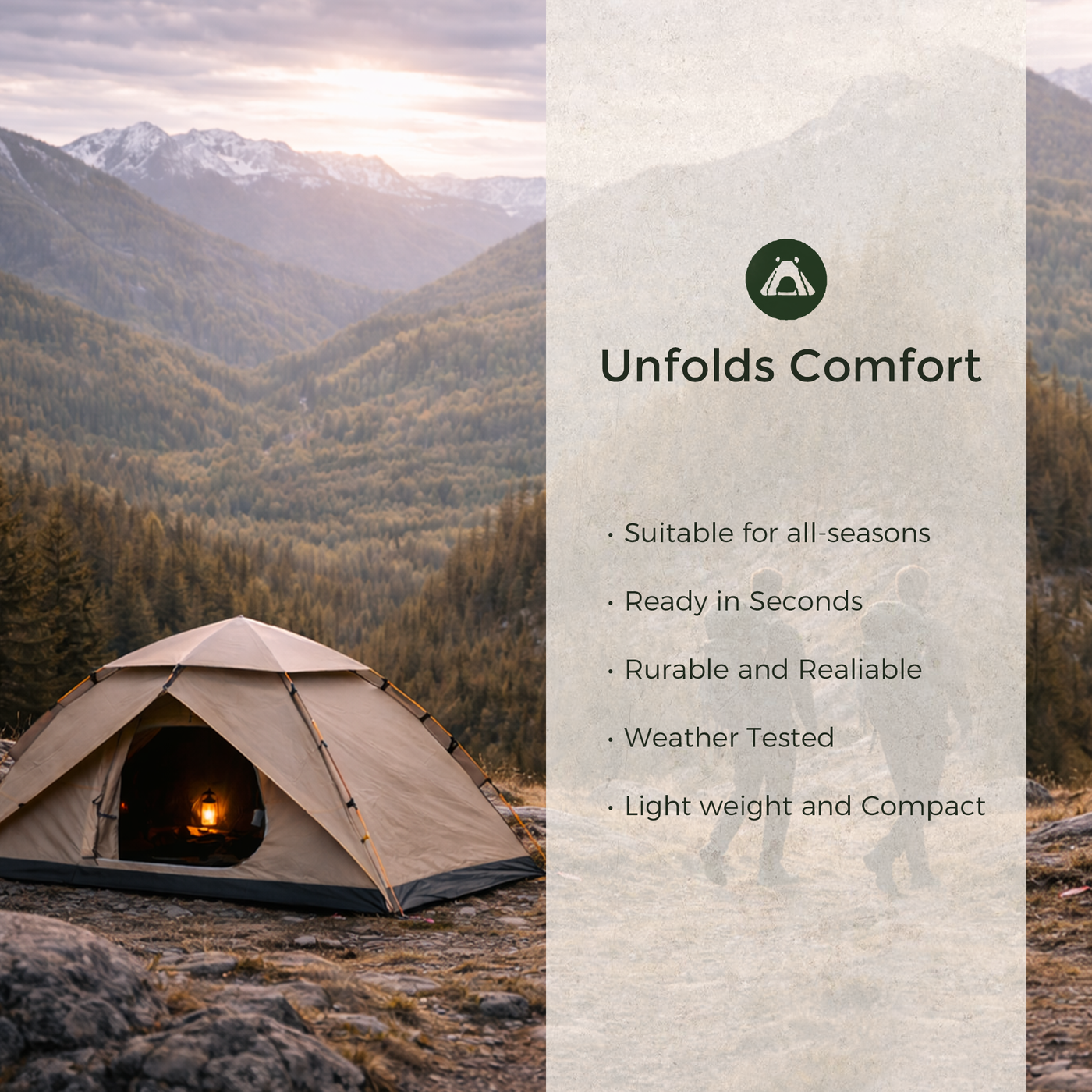 Instant Pop-Up Camping Tent (2-4 Person) · 1-Minute Setup · Waterproof 3000mm detail image