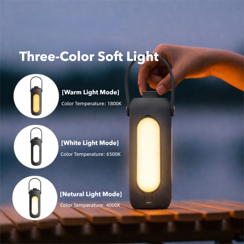 Campstone camping lantern showing warm white and natural light modes with adjustable color temperature