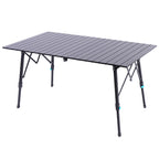 Campstone durable outdoor folding camping table with roll-top aluminium tabletop in black finish