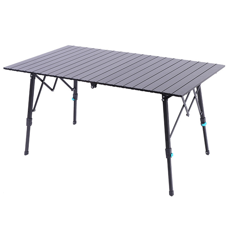 Campstone durable outdoor folding camping table with roll-top aluminium tabletop in black finish
