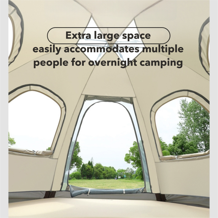 Spacious interior view of Campstone automatic hexagon camping tent designed for 5–8 people group camping.
