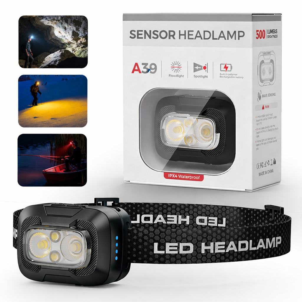 Campstone black lightweight USB-C rechargeable outdoor headlight