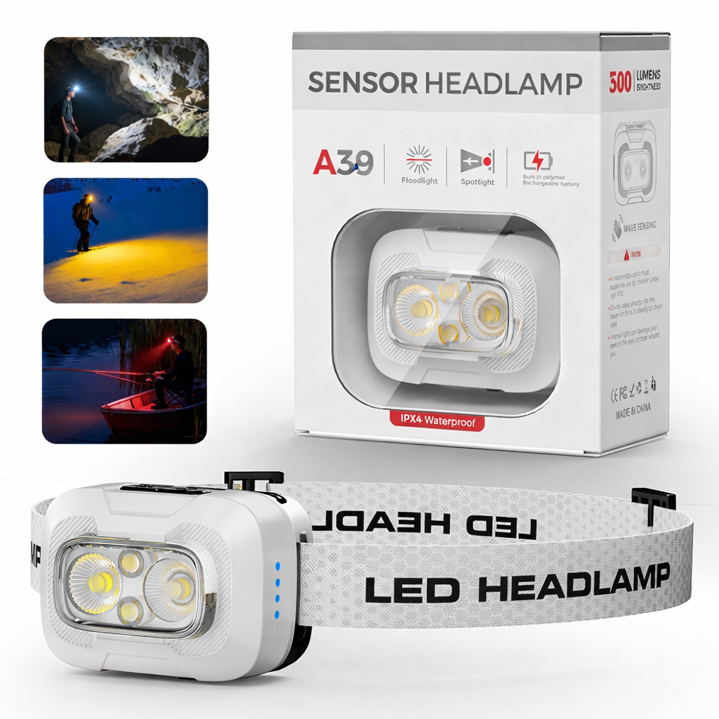 Campstone white lightweight USB-C rechargeable outdoor headlight