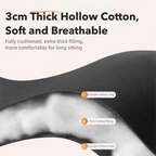 Close-up of 3 cm thick padded cushion showing soft hollow filling and durable Oxford fabric