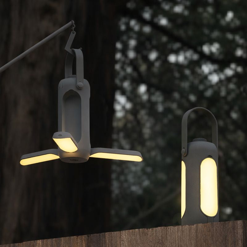 Campstone rechargeable foldable camping lantern providing soft ambient light when hanging inside a tent at night