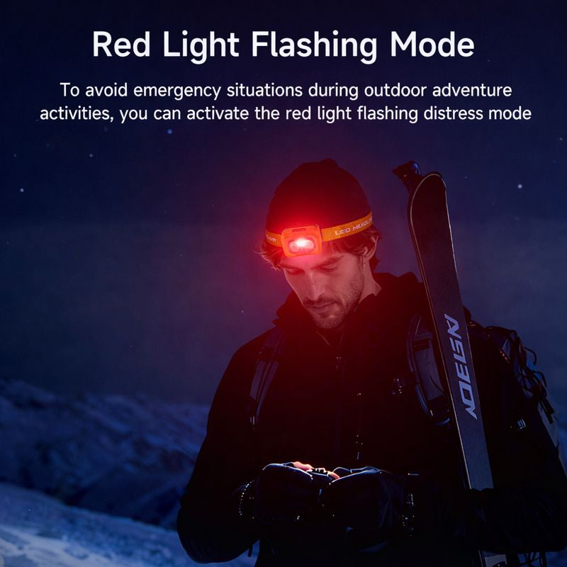 Campstone outdoor headlight with red light and flashing mode for emergency and night safety
