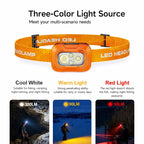 Campstone outdoor LED headlight with three color light modes for hiking, camping, and night activities